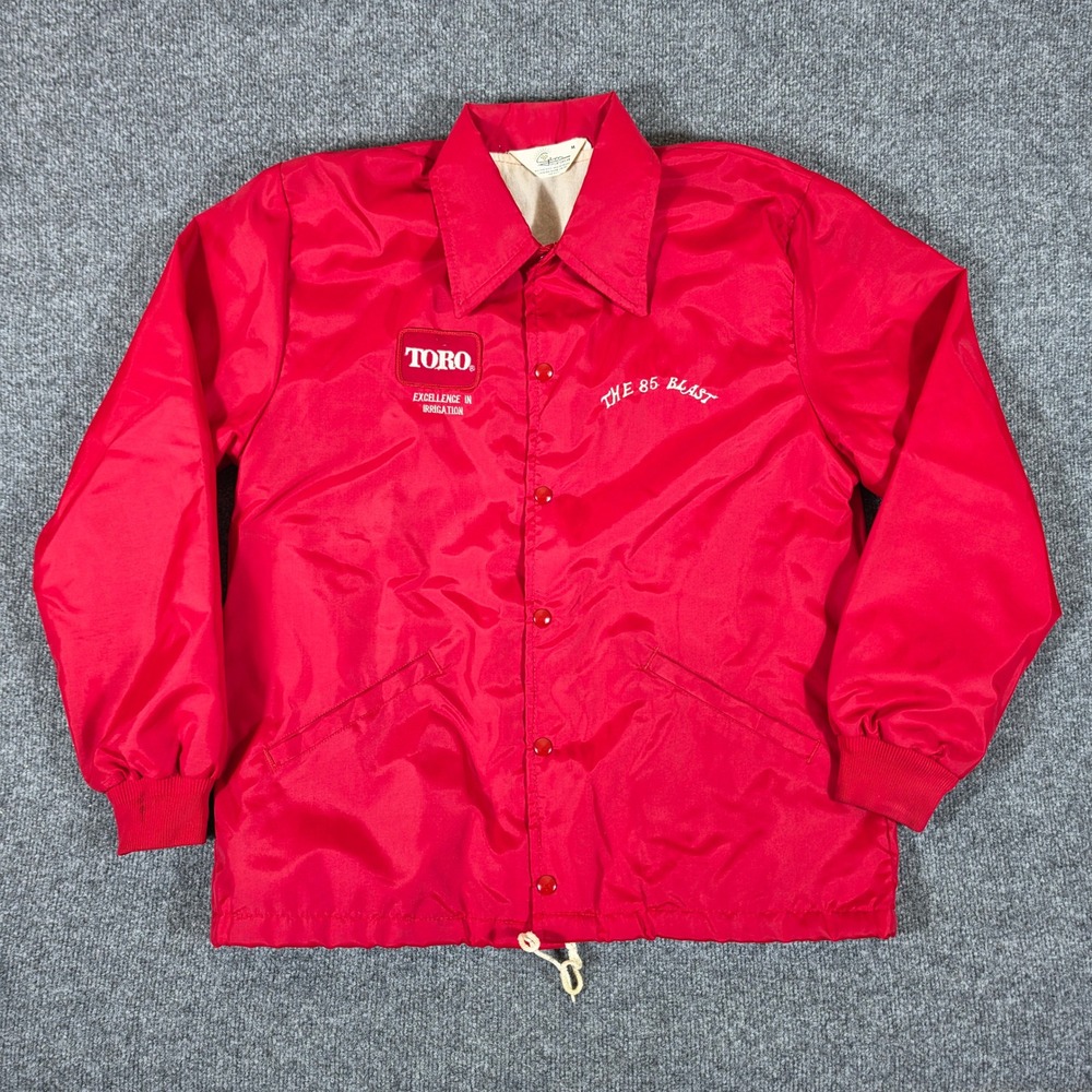 Vintage 80s Gem Sportswear Toro Coaches Jacket Red Mens Medium Made in USA
